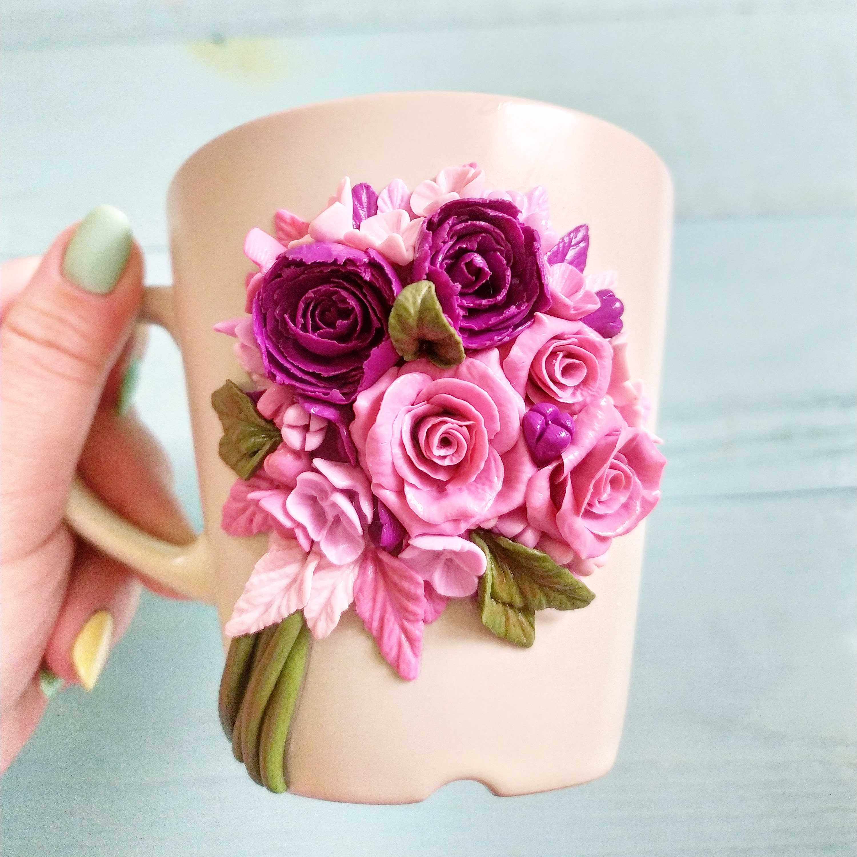 Cup With Polymer Clay Decor Etsy