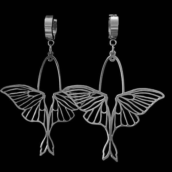 SILVERCOLORED LUNA MOTH Earrings ab 12,50 Euro *best gift idea for man woman all genders alternative punk witchy girls*