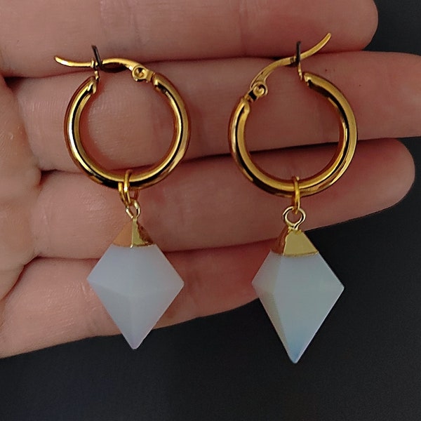 Goldcolored syn. Opalite Hoop Earrings ab 15 Euro