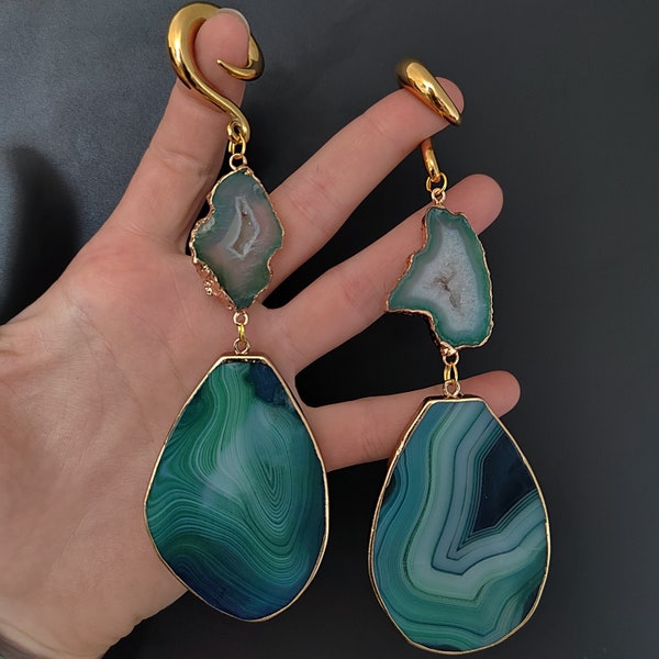 GOLDCOLORED GREEN ACHAT & Geode Hangers ab 25 Euro