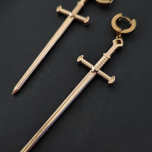 GOLDCOLORED SWORD EARRINGS ab 12,50 Euro *best gift idea for man woman all genders alternative punk witchy girls*