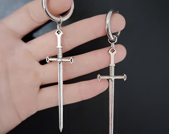 SILVERCOLORED SWORD HOOP Earweights ab 25 Euro