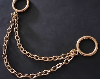 GOLDCOLORED DOUBLE CHAIN Mini Hoops ab ab 22,50 Euro *best gift idea for man woman all genders alternative punk witchy girls*