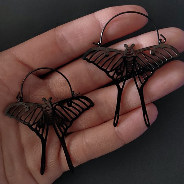 Black Luna Moth Hoops/Earrings ab 15 Euro