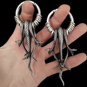 Silvercolored Triple Serpent Ringed Clicker Hoop Earweights ab 47,50 Euro