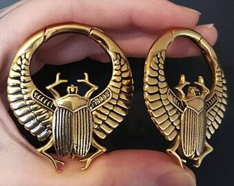 Goldcolored Scarab Hoop Earweights Exclusive Moondust Jewelry Design ab 25 Euro