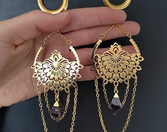 GOLDCOLORED ORNAMENT CHAIN Saddle Hangers with Amethyst ab 27,50 Euro  *best gift idea for man woman all genders alternative punk witchy*