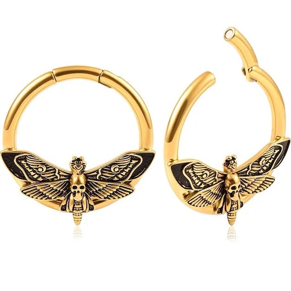 Goldcolored Moth Hoop Earweights ab 25 Euro