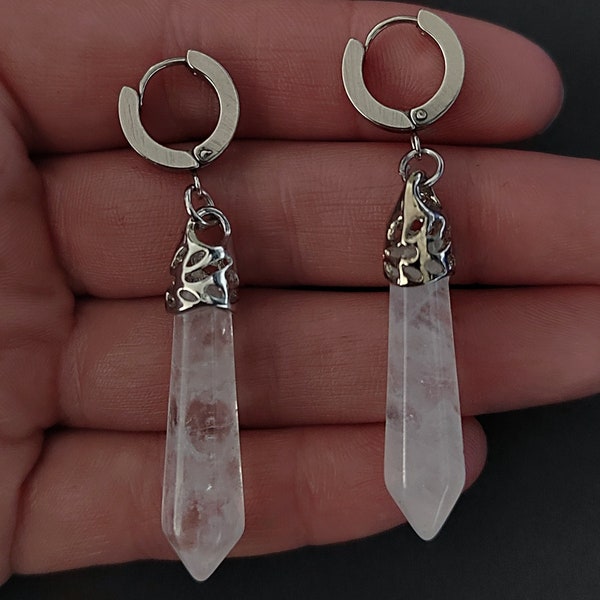 SILVERCOLORED QUARTZ CRYSTAL Earrings ab 15 Euro