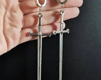 SILVERCOLORED SWORD EARRINGS ab 12,50 Euro *best gift idea for man woman all genders alternative punk witchy girls*