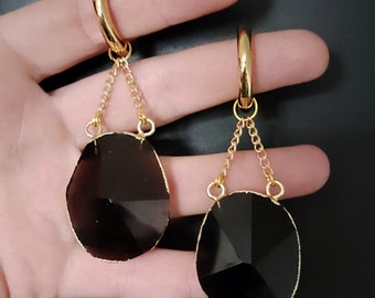 GOLDCOLORED OBSIDIAN AMULETT Hoop Hangers ab 25 Euro *best gift idea for man woman all genders alternative punk witchy girls*