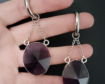 SILVERCOLORED AMETHYST AMULETT Hoop Hangers ab 25 Euro *best gift idea for man woman all genders alternative punk witchy girls*