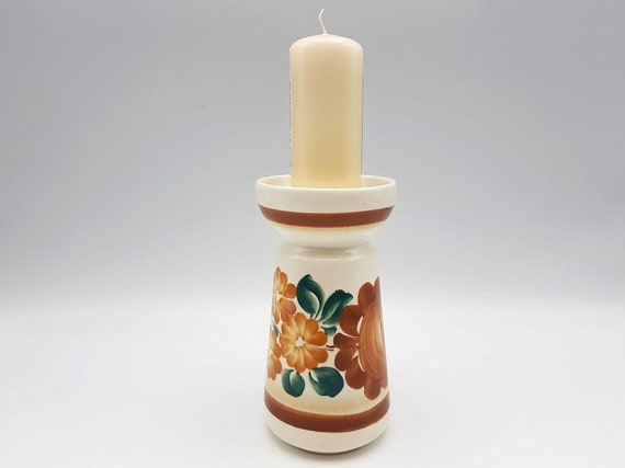 Vintage Ceramic Cube Candleholder  Hand Made Candleholder  Pottery Art Candle Holder 70s
