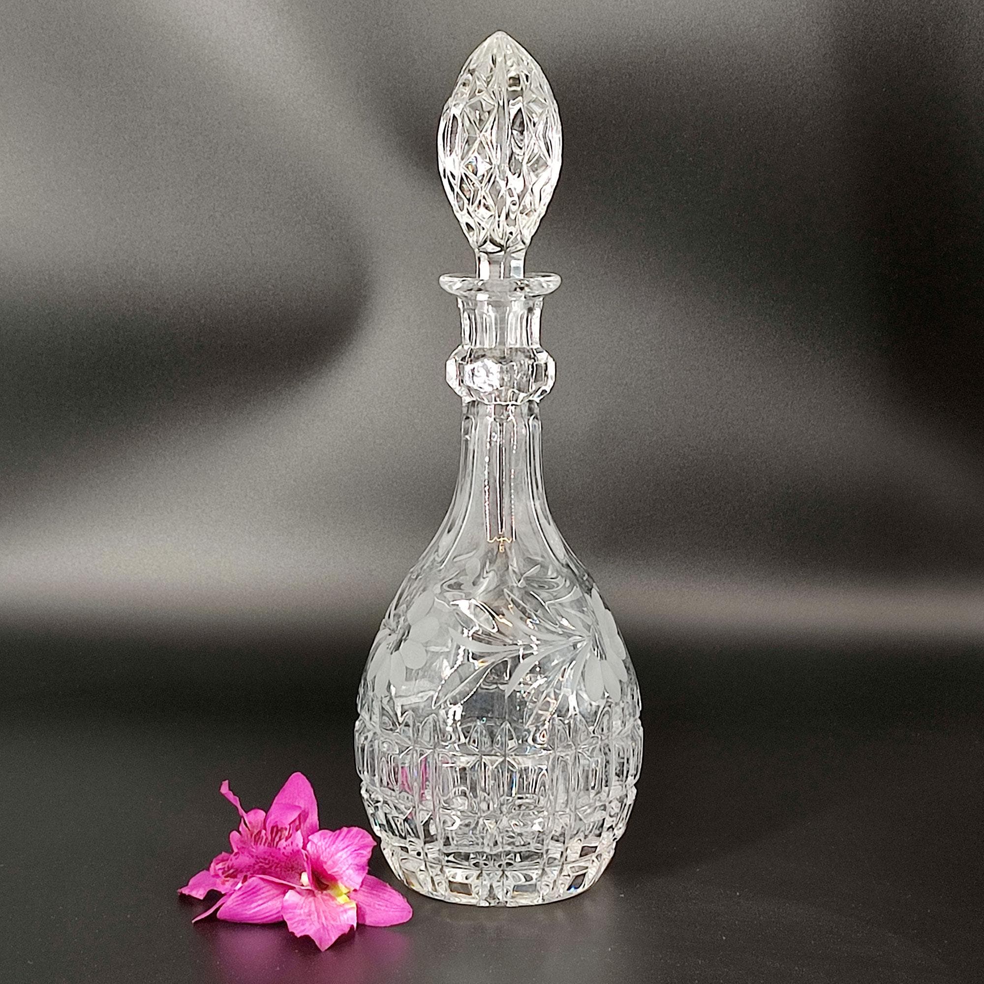 Mid century Hofbauer vintage crystal glass wine decanter 50s, crystal statement wine decanter, Hollywood Regency home decor or valuable gift