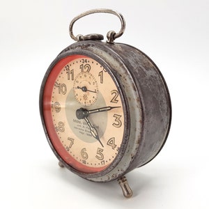 Working antique Art-Déco wind up alarm clock Junghans Bravo J, 20s vintage mechanical alarm clock, table desk alarm clock, home studio decor