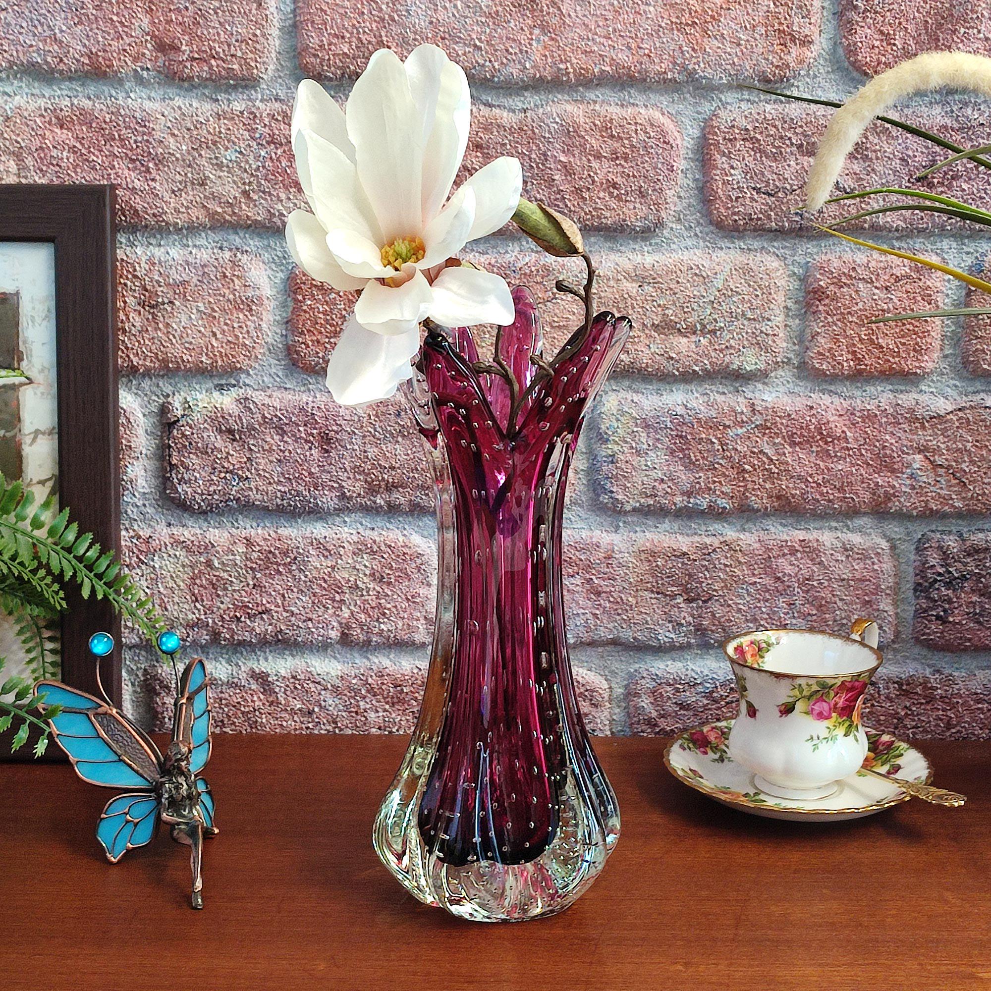 Vintage Murano Vase Archimede Seguso Bullicante 50s, Mid Century