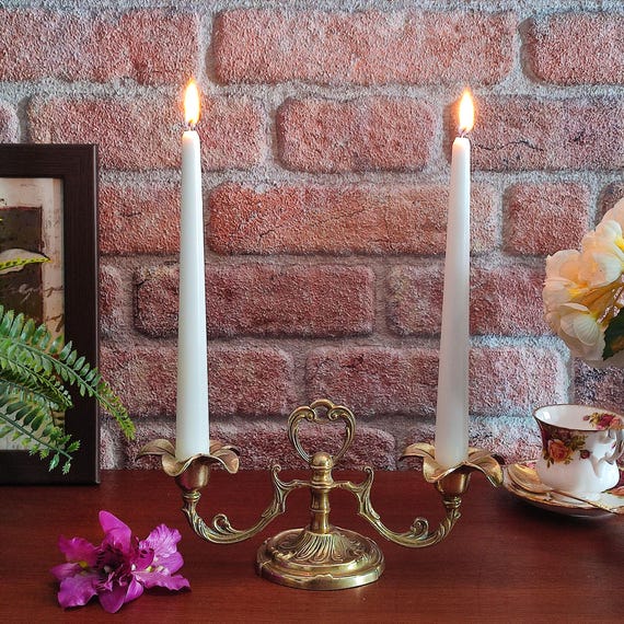 真鍮のキャンドルスタンド(ペア)/アールヌーボー/燭台/ろうそく立て