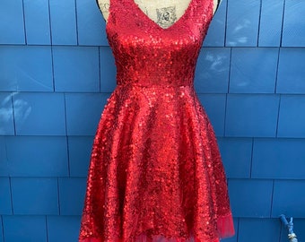 red sequins dress