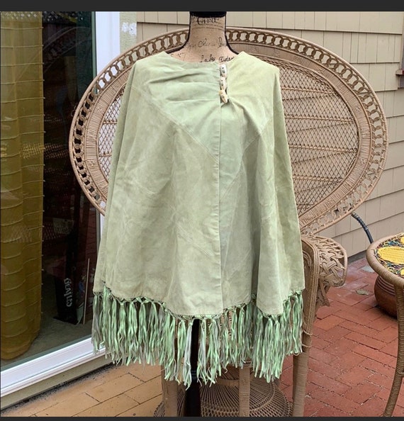 Vintage Terry Lewis green suede poncho