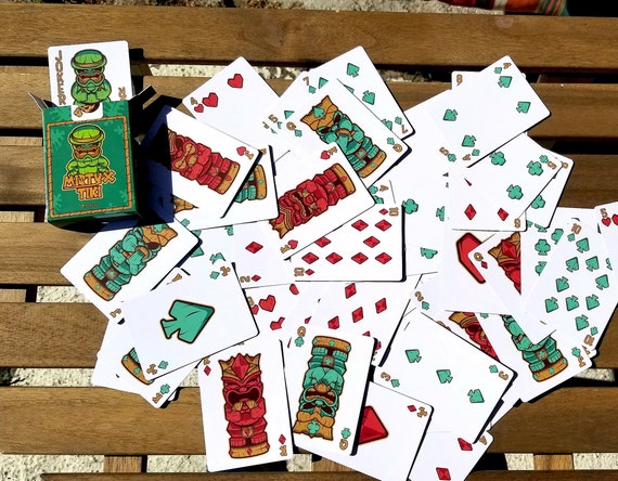 tikitikiページ Mistyx Tiki - Tiki Themed High Quality Linen Playing Cards - Etsy
