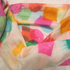 Hand Dyed Silk Scarf made with Bleeding Tissue Paper