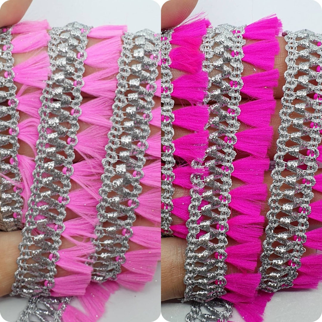 Pink Tassel Trim, Fringe Trim, Indian Lace, Ethnic Trim Border, Boho
