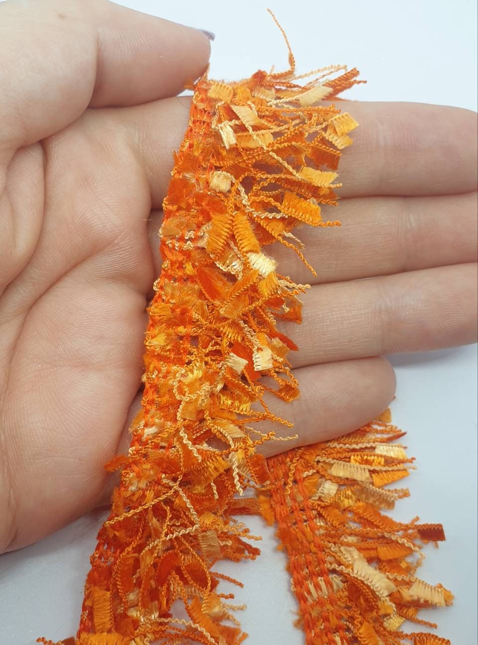 1 Metre Orange Fringe Tassel Trim, Rainbow Indian Lace, Ethnic Trim Border,  Boho Trim, Latkan Lace 