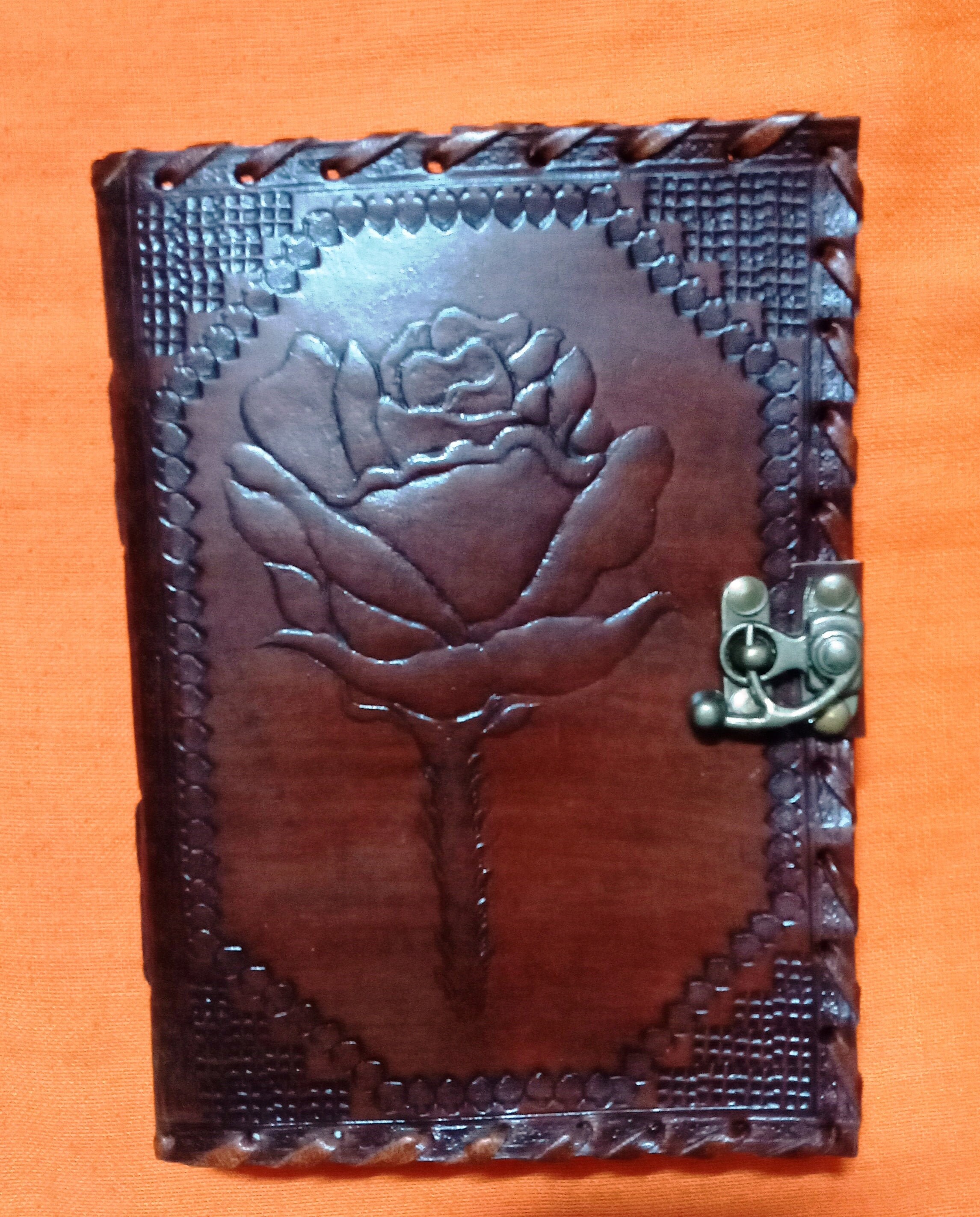 Embossed Leather Journal Rose Flower Embossed Leather Etsy