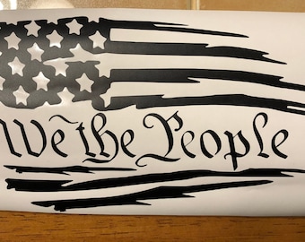 We The People Distressed American Flag Vinyl Decal