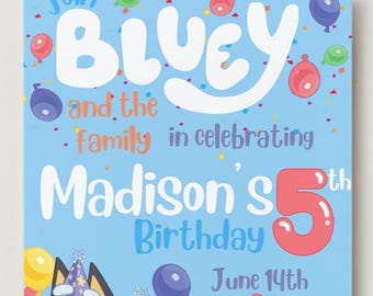 Bluey and bingo Birthday Invitation-Personalized Downloadable Printable (Delivered within 48 Hours)