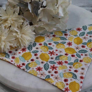 Dog Bandana - Yellow and Pink Lemons and Leafs, Slide on Bandana