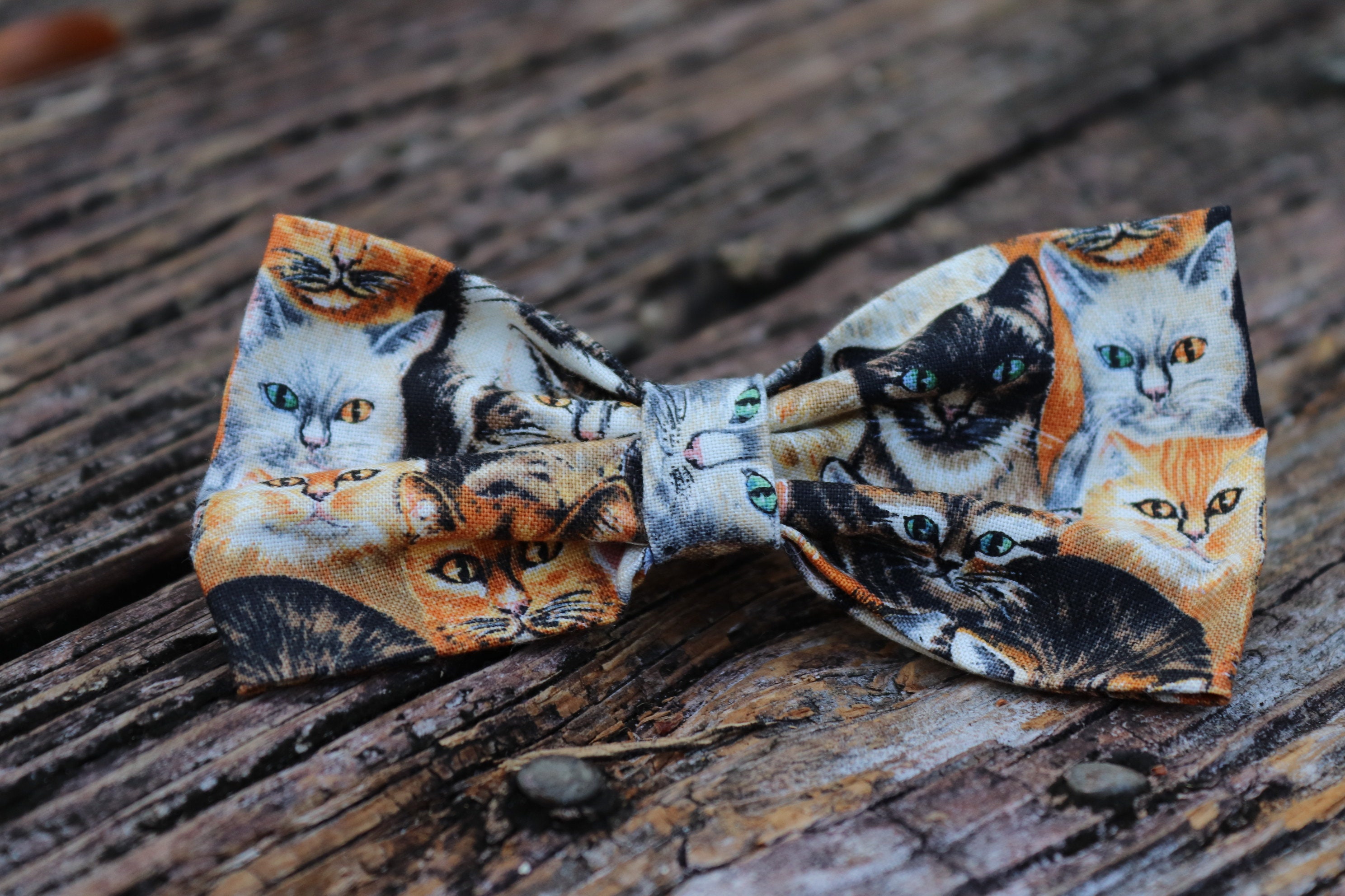 Pet bow tie multi cat pattern slide on the collar elastic Etsy