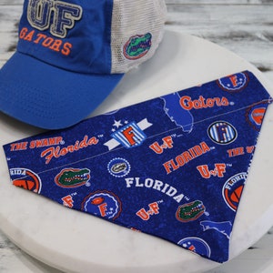 Dog Bandana -College Football UF Florida Gator , Slides Over The Collar