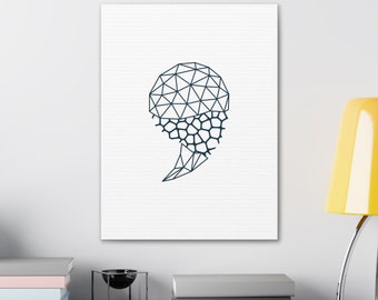 Impresión en lienzo de la coma del río Voronoi: decoración moderna en azul océano, arte abstracto para el hogar y la oficina, regalo, arte de pared único