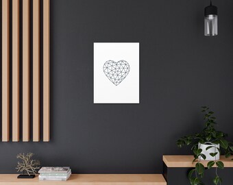 Love Heart Minimalist Canvas Art Print, Azul Océano, Decoración del hogar, Diseño Low Poly, Decoración de la sala de estar, Emoji