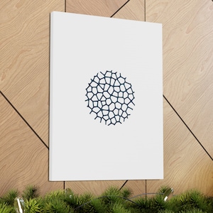 Voronoi Period Minimalist Canvas Art Print, Ocean Blue, Home Décor, Cellular Design, Living Room Décor, Punctuation Mark