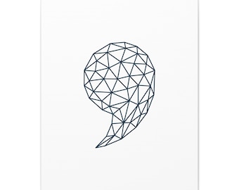 Arte digital de comas con estructura alámbrica: diseño de polígono geométrico, archivos PNG, SVG y DXF descargables, regalo creativo para el hogar o la oficina.