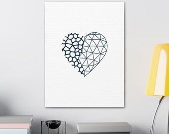 Voronoi Heartbreak Canvas Art - Impresión minimalista en azul océano, diseño teselado, decoración moderna para el hogar y la sala de estar
