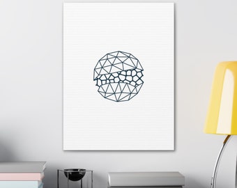 Impresión de arte minimalista en lienzo del período del río Voronoi, azul océano, decoración del hogar, diseño teselado, decoración de la sala de estar, signo de puntuación