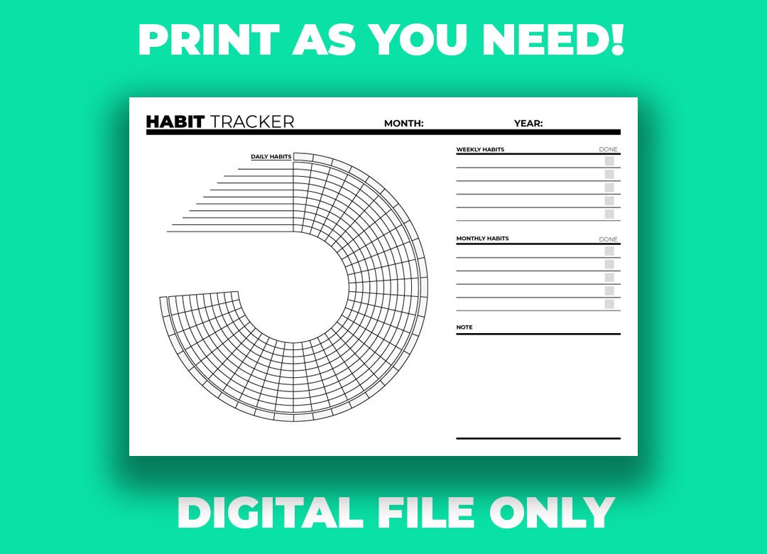 Printable Circle Habit Tracker: Daily, Weekly, Monthly Habits ...