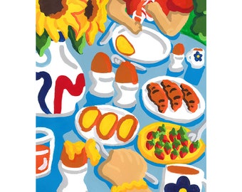 Guys At Breakfast (A4 Print)