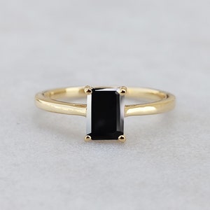 1 CT. Rectangle Black Onyx Ring, Octagon Cut Ring, 925 Silver Natural Black Onyx Ring, Classic Ring, Wedding & Anniversary Gift For Her
