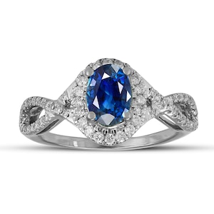 Vintage Oval Blue Sapphire Ring, Infinity Sapphire Ring, 925 Silver Ring, Bridal Ring, Wedding & Anniversary Ring, Promise Ring for her