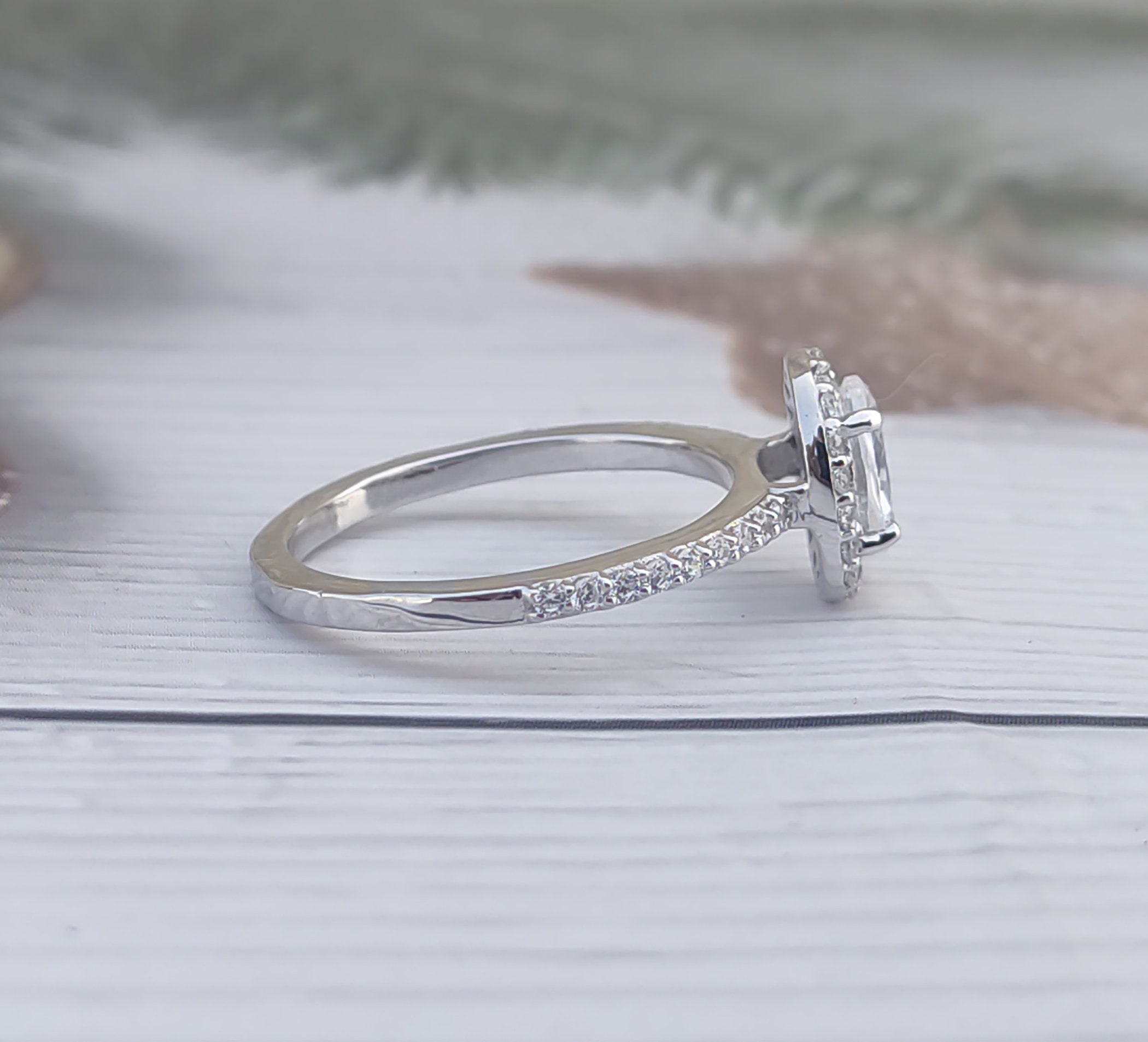 Sterling Silver Oval Halo Ring | .925 Silver Choose Your Color – Genuine Fine Silver Jewelry