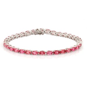 Pink Sapphire Tennis Bracelet: Sterling Silver Gemstone Wrist Piece