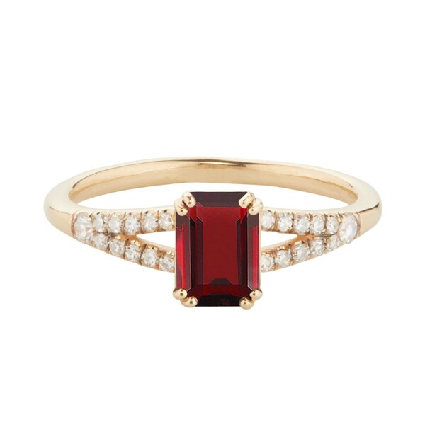 1.00 CT. Natural Emerald Cut Red Garnet Engagement Ring, 925 Sterling Silver Ring, Wedding Ring, Statement Ring, January Birthstone Ring