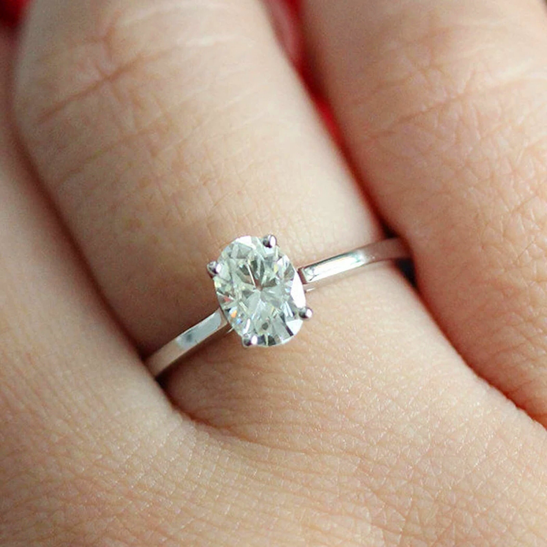 1 CT. Oval Engagement Ring 925 Sterling Silver Ring Oval Cut Etsy