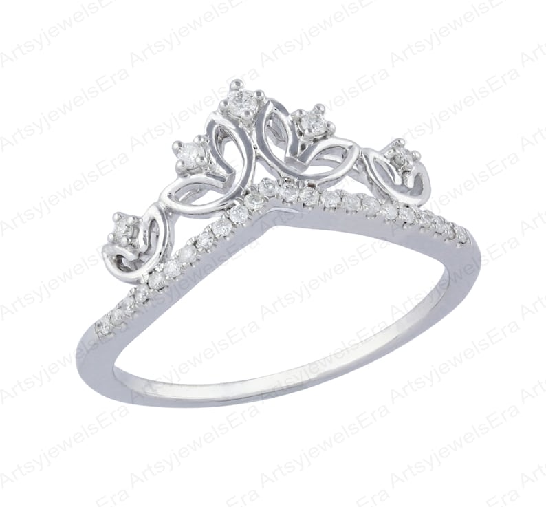 Sterling Silver Princess Crown Ring: CZ Tiara Ring - Etsy