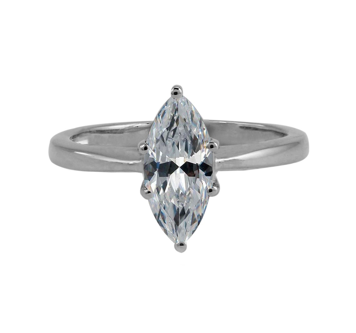 solitaire marquise engagement ring with wedding band