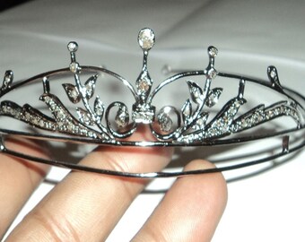 925 Sterling Silver Rose Cut Diamond Wedding Anniversary Victorian Inspire Tiara Crown for Women